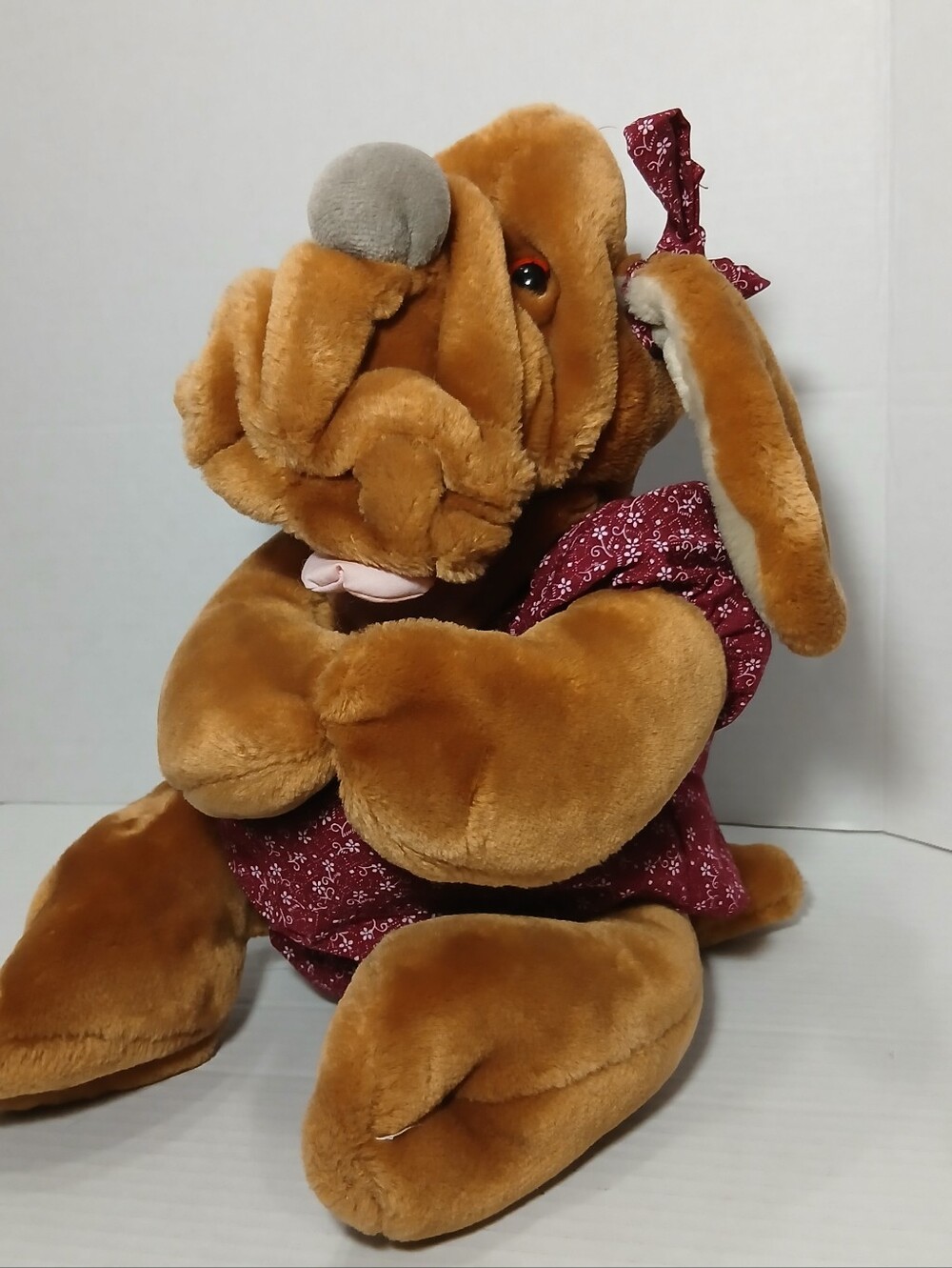 Vintage Ganzbros GANZ Wrinkles Dog Puppet 1981 Floral 16" Plush Girl EUC